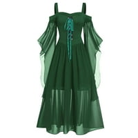 Clearsance Ljetne haljine za žene Duljina modne duljine koljena ispisana A-line rukavska haljina zelena