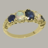 Britanci napravio 14k žuto zlato prirodni safir i opal ženski prsten za opcije - Opcije veličine - veličine