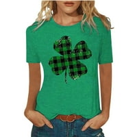 Ženske bluze Ženska majica kratkih rukava O-izrez otisnuta TOP St. Patrickov dan Mint Green XXL