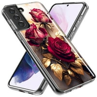 Samsung Galaxy S Plus Romantični elegantni zlatni mramorni crveni ruže Dvostruki poklopac telefona