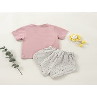 GENUISKIDS Unise Toddler Baby Ljetna odjeća Set kratki rukav Okrugli vrat Pismo Ispis majica Dot uzorak