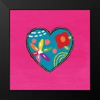Woods, Linda crna modernog uokvirenog muzeja Art Print pod nazivom - Pink oslikano srce