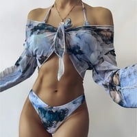 Štampano Split kupaći kostim Trodijelni krav Tie-Dye -tie šifonske ženske kupaće kostimi