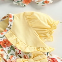 Bagilaanoe Newborn Baby Girl Ljetna haljina cvijeće Print Kratki lisni rukav A-line haljine + glavna kafić za patchwork suknje