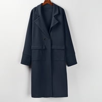 Ženski zimski rever dugme dugačak kaput od kaput dame dame prekriva odjeća na caringu