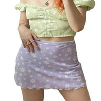 Canrulo Womens cvjetna mreža Tie Tie dye mrežica mini suknja Estetika ruffles A-line suknje Vintage