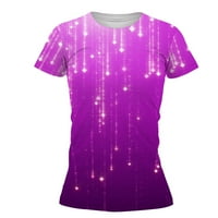 Penskaiy ženska modna casual okrugla digitalna sitnica majica kratkih rukava TOP bluza Ljetne košulje i bluze L Purple ljetni posao