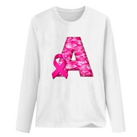 Ženske pismo Grafičke majice Košulje za dojku Shirts s dugim rukavima ružičasta vrpca Print Pulover