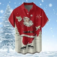 Muški božićni santa poklon 3D digitalni ispis dugme rever kratki rukav majica majica velike visoke majice