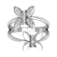 Araiya Sterling Silver Diamond Butterfly Band prsten, Veličina 10