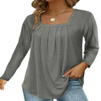 Sanviglor Womens The The Solid Color Majica Trg Crt Majica Salover Radni pulover TEE Grey M