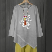 Royallove majice za žene, dugi rukav na vrhu ležerne ljetne tiskane pamučne konoplje tunike