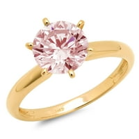 2CT okrugli rez ružičasti simulirani dijamant 18k žuti zlatni ugraving izjava bridalna godišnjica angažmana