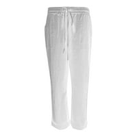 DMQupv Ljetne hlače Žene Flowy Žene Ležerne prilike visoke strukske hlače široke noge Dugim salona Trendy