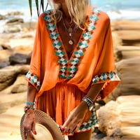 Romperi za žensku modnu kratku žensku plažu stila otisnuta V-izrezom Ležerne prilike bez labavih ženskih