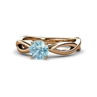 Aquamarine Infinity Solitaire zaručnički prsten 1. CT u 14K ruž zlatu