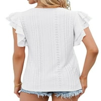 Bomotoo majica za žene kratki rukav ljetni vrhovi plutani majica mekani tunik bluza za odmor tee bijeli m