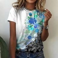 Trendy dukseri za žensku košulju za majicu za majicu Crochet vrhovi odraslih vrhova Boyfriend plus veličina bluza Ispis okruglog vrata majica kratkih rukava