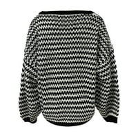 SNGXGN Žene Crewneck Batwing rukav pletenje Jumper Prevelizirani džemperi Ženski džemperi, crna, veličina