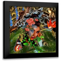 Burney, yvonne coleman crni moderni uokvireni muzej umjetnički print naslovljen - džungla Boogie Bloom