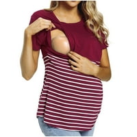 Penskaiy Dame Fashion Solid Color Stripe Print kratki rukav Dojilje za dojke Top Bluze za žene Loše