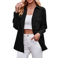 Strungten ženska casual moda dvostruka džepa labava jakna s dugim rukavima