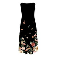 Ljetne haljine za žene Trendy V-izrezani od tiskane mini buke bez rukava crna 5xl