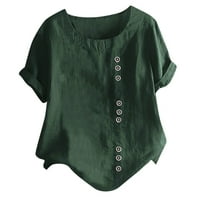 Gotyou T majice za žene Žene Ležerne prilike labave gumb Posteljina plus veličina dnevna bluza boho tanic majica Green XL