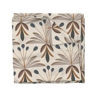 Cover Cover Sateen, puna kraljica - 20s GEO cvjetni geometrijski cvijeće Taupe Tan Neutral Earth Tones Buket Novelty Vintage Ispiši posteljinu po mjeri