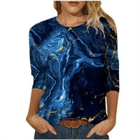 Levmjia Ženska košulja, vrhovi plus veličine Trendy tiskana majica Srednja rukava rukava okrugla bluza
