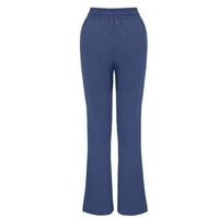 Ženske posteljine hlače Ležerne prilike izravne elastične struke vučne pantalone sa džepovima