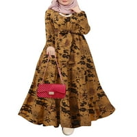 Ženska muslimanska vintage tipka za povratak Swing Maxi haljine