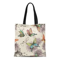 Platno torba Leptir Vintage Leteći leteći leptiri akvarel Slikarstvo Vodenicolor Orijentalni cvijet