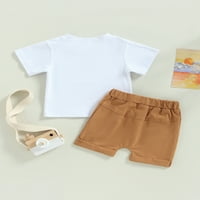 Qinghua Toddler Baby Boy Summer Outfits Kratki rukav Mama Mali majice The Majice The Casual Jogger Shorts