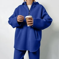 SHOMPORT ženske jesenske zime dvije odjeće dugih rukava patentni zatvarač džepovi dukseri i joggeri
