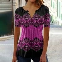 Aurouralne žene vrhovi ljetne žene modni ležerni print okrugli vrat labav majica kratkih rukava Top bluza pulover