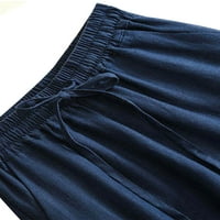 Glonme ženske ravnice sa džepovima pantalone labavi FIT Ljetni salon od pune boje Palazzo Pant dno Navy