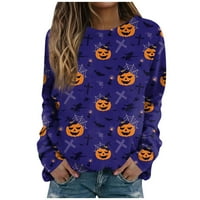 Duks za žene Halloween CrewNeck bundeve dugih rukava pulover na vrhu je prevelika majica bluza