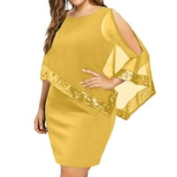 Plus size Žene oblače čišćenje Žene plus veličina hladnog ramena prekrivena asimetrična šifon haljina