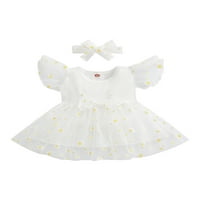 Arvbitana Baby Girls Princess Haljina muta rukavica okrugli vrat suncokret patchwork tulle haljine +