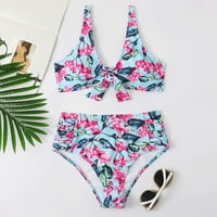 Ženske tropske prašume Print dvije kupaćim kupaćim plažom Bikini dva seta Micro Bikinis zavoj Biquinis