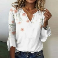 Ženska tiskana labava majica pola rukava Bluza V-izrez casual vrhovi