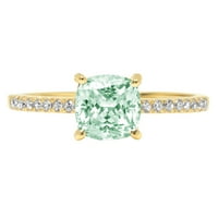 2.7ct jastuk rezan zeleni simulirani dijamant 18k žuti zlatni godišnjički zaručnički prsten veličine