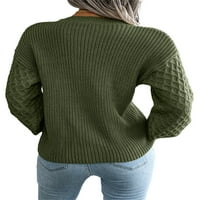 Sutnice za žene fenjer duge dugih rukava okrugli izrez labavi fit pleteni pulover