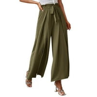 Pgeraug pantalone za žene udobne vučne elastične struke džepne hlače na plaži hlače Dukseve žene zelene