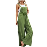 Ženski modni casual labavi prsluk bez rukava nagluk natkriveni široki noga jednodijelni džep zeleni