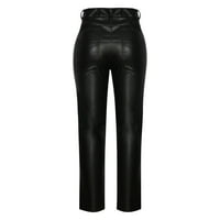 Miluxas muns plus veličine hlače za čišćenje muških punk retro gotičkih vitkih pantalona u boji kožne hlače u boji crne 18