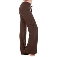 Lolmot Ženske visokog struka široke noge sa džepovima Casual Work Workout Rela Fit Button Stretch gamatore The Sweatpants