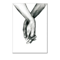 Nordijski poster crno-bijeli holding ruke platnene otiske ljubavnika Zidne umjetničke slike Minimalistički
