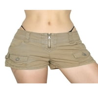 Žene Niskih kratkih kratkih kratkih boja Solity Boja Vintage Ljetne kratke hlače Teretne kratke hlače
